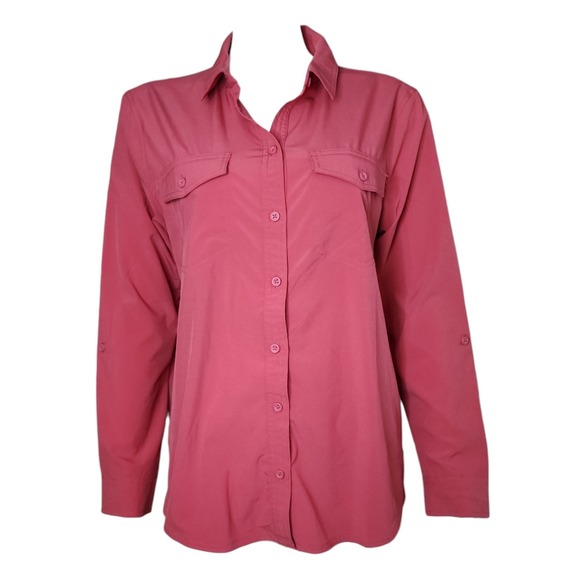 Eddie Bauer Tops - Eddie Bauer Top Womens L Large Coral Pink Classic Fit Departure‎ Shirt Outdoor